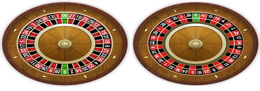 Amerikanisches Roulette-Rad vs. französisches Roulette-Rad.
