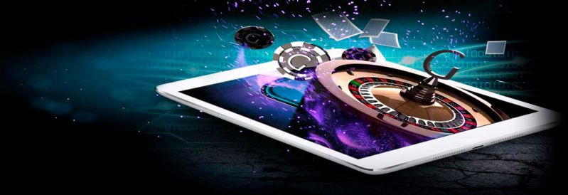 Bild - iPad, Roulette-Rad, Casino-Chips.