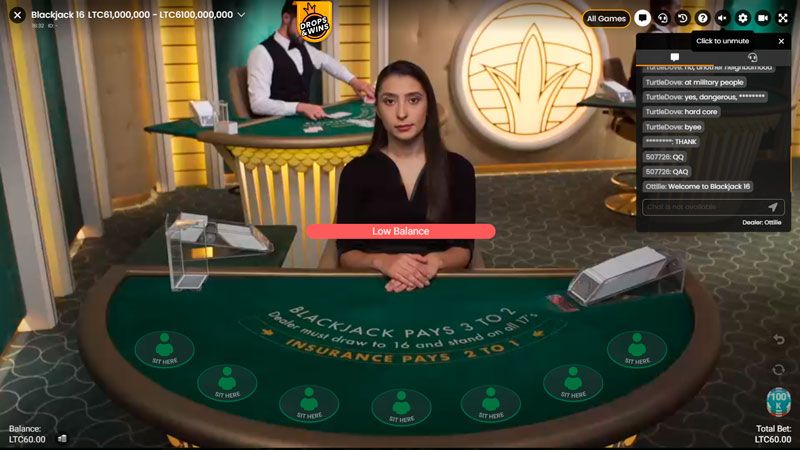 Live Dealer Blackjack - Hauptspielbereich